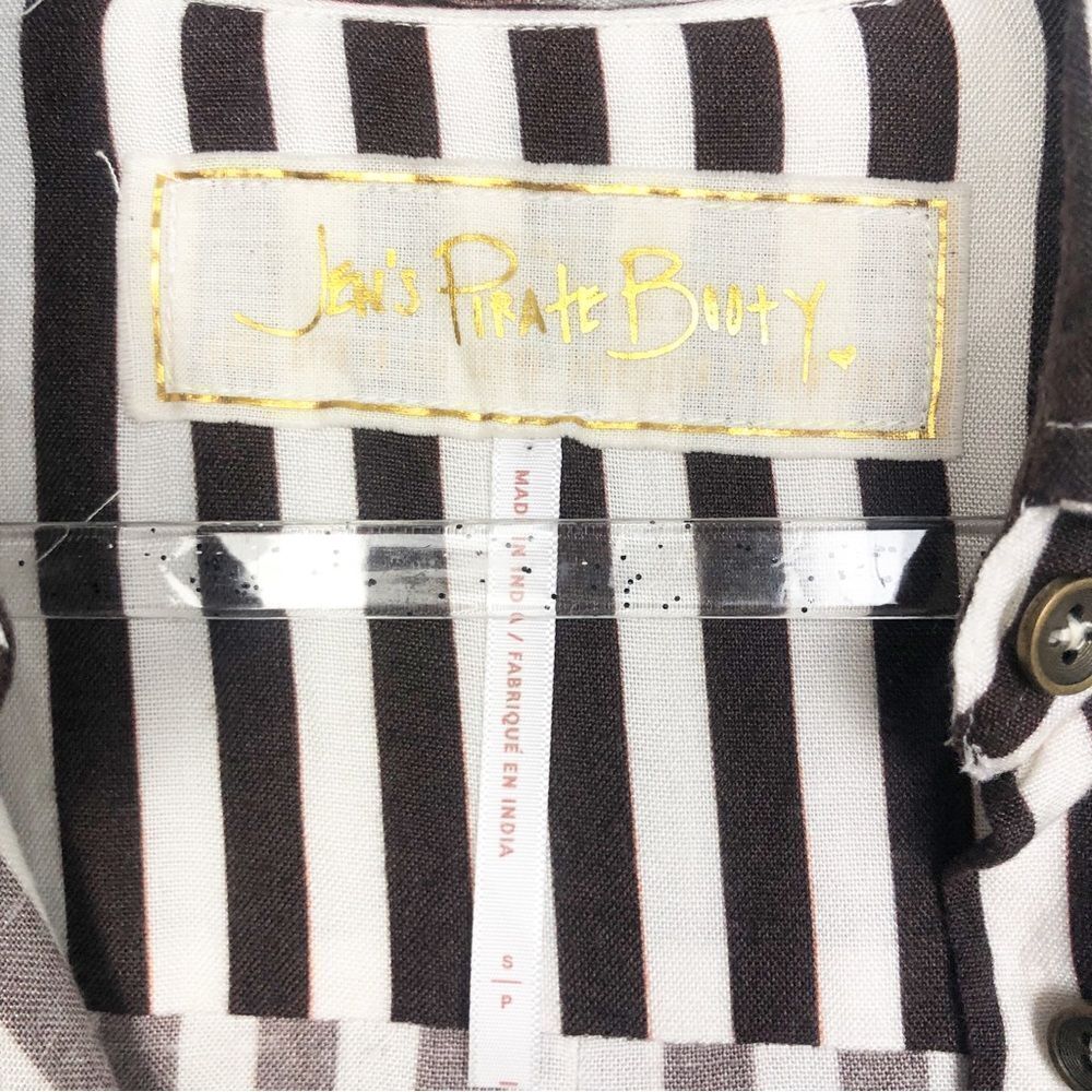 JEN’S PIRATE BOOTY | FREE PEOPLE Brown & White Striped Tie Front Dress Women’s S - Picture 7 of 10